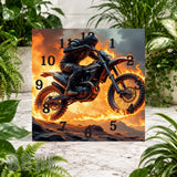Flaming Motorcycle Clock Sublimation Wrap