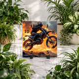 Flaming Motorcycle Clock Mockup