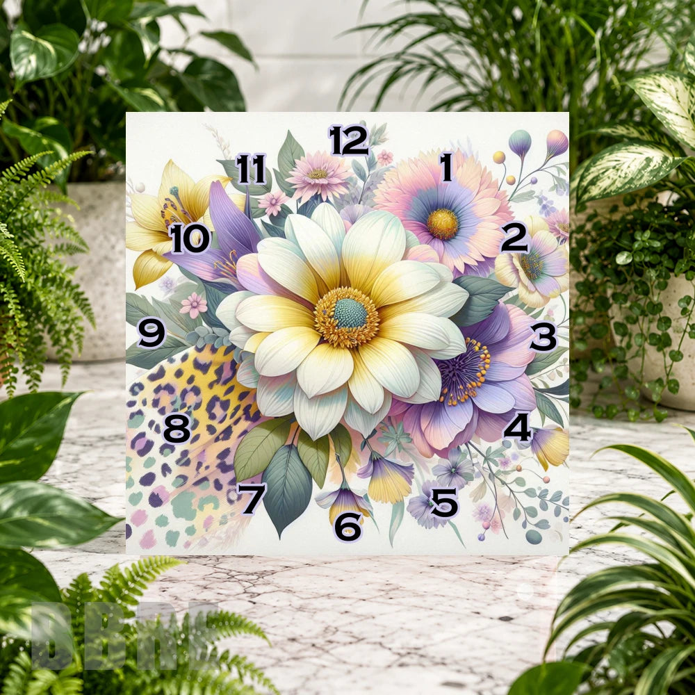 Floral Square 2 Clock Sublimation Wrap