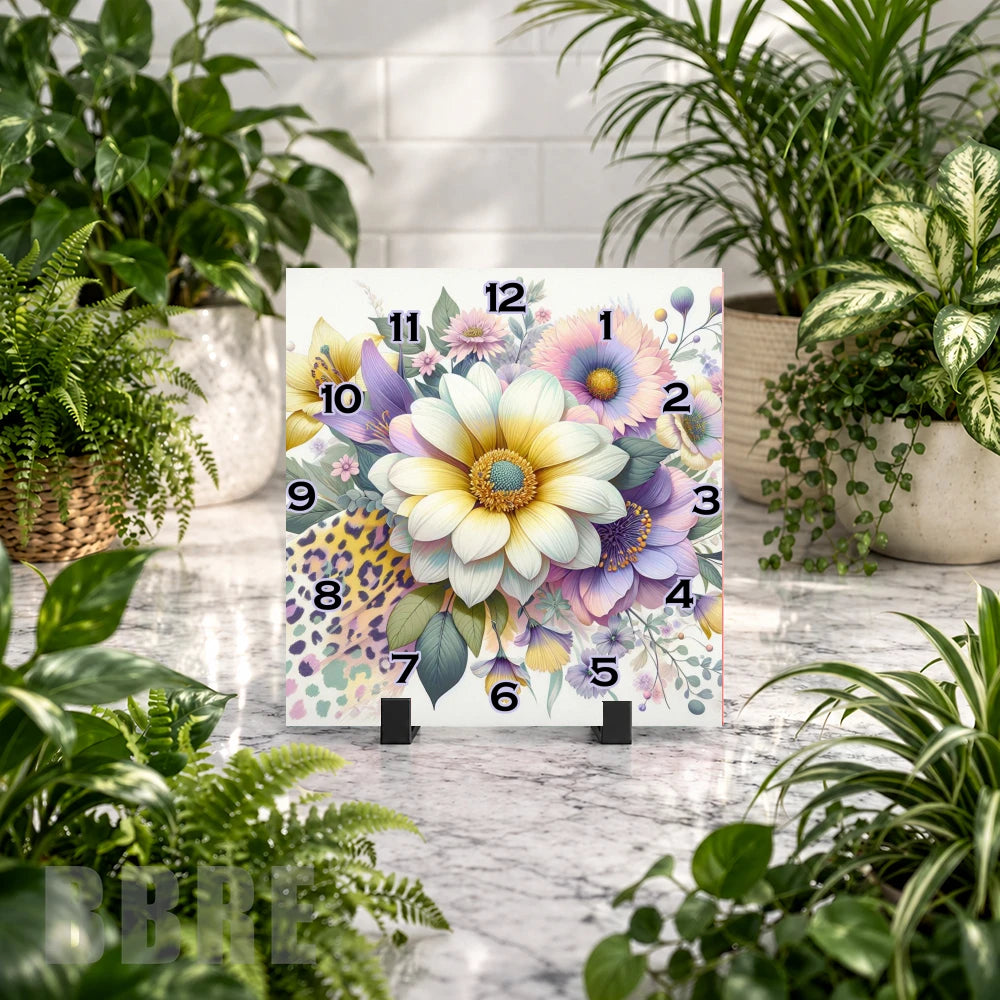 Floral Square 2 Clock Mockup