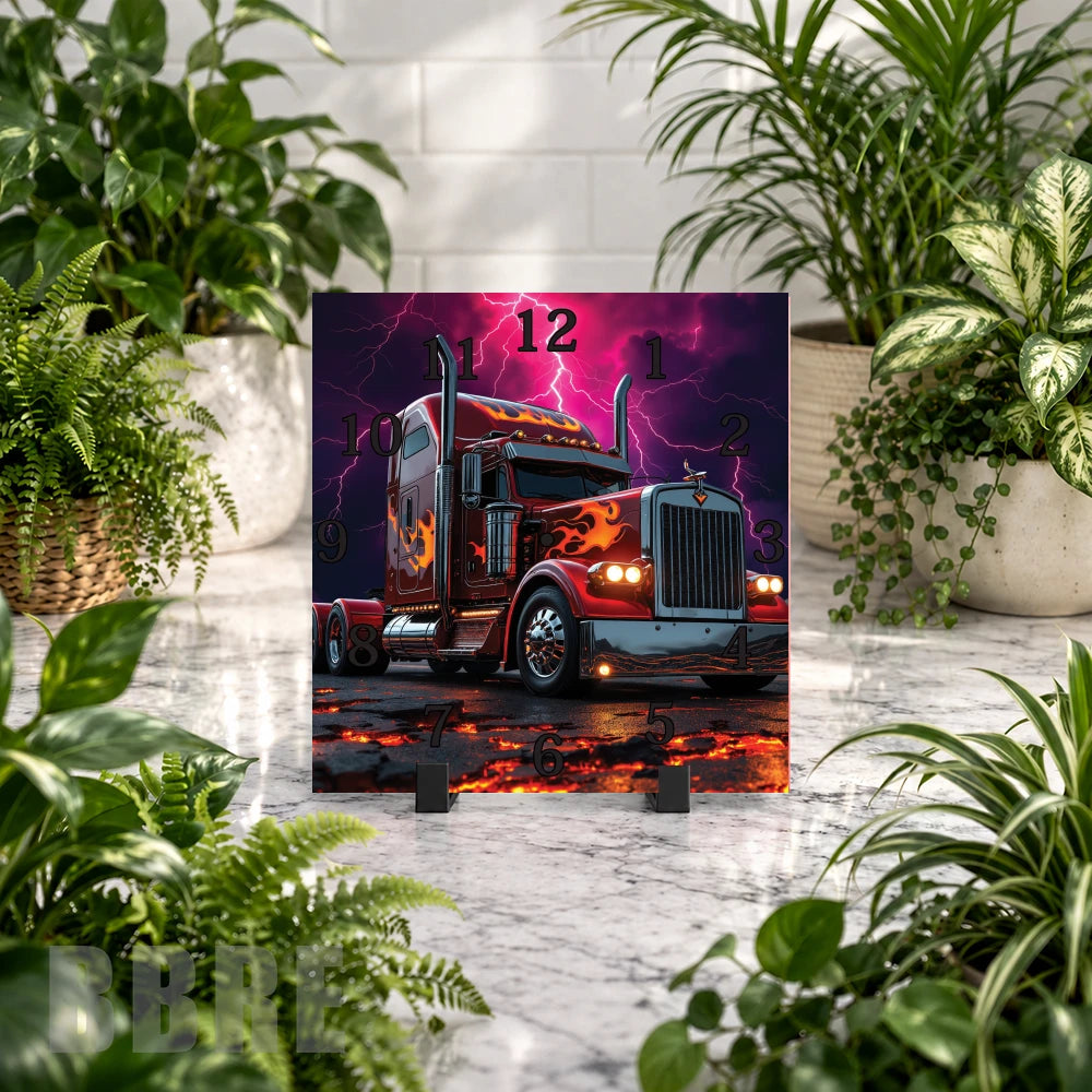 Flaming Truck Clock Mockup