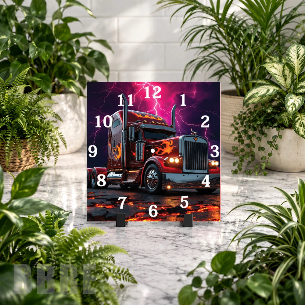 Flame Truck Clock Mockup