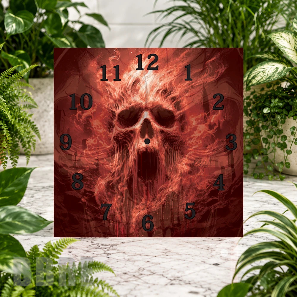 Flaming Skull Clock Sublimation Wrap