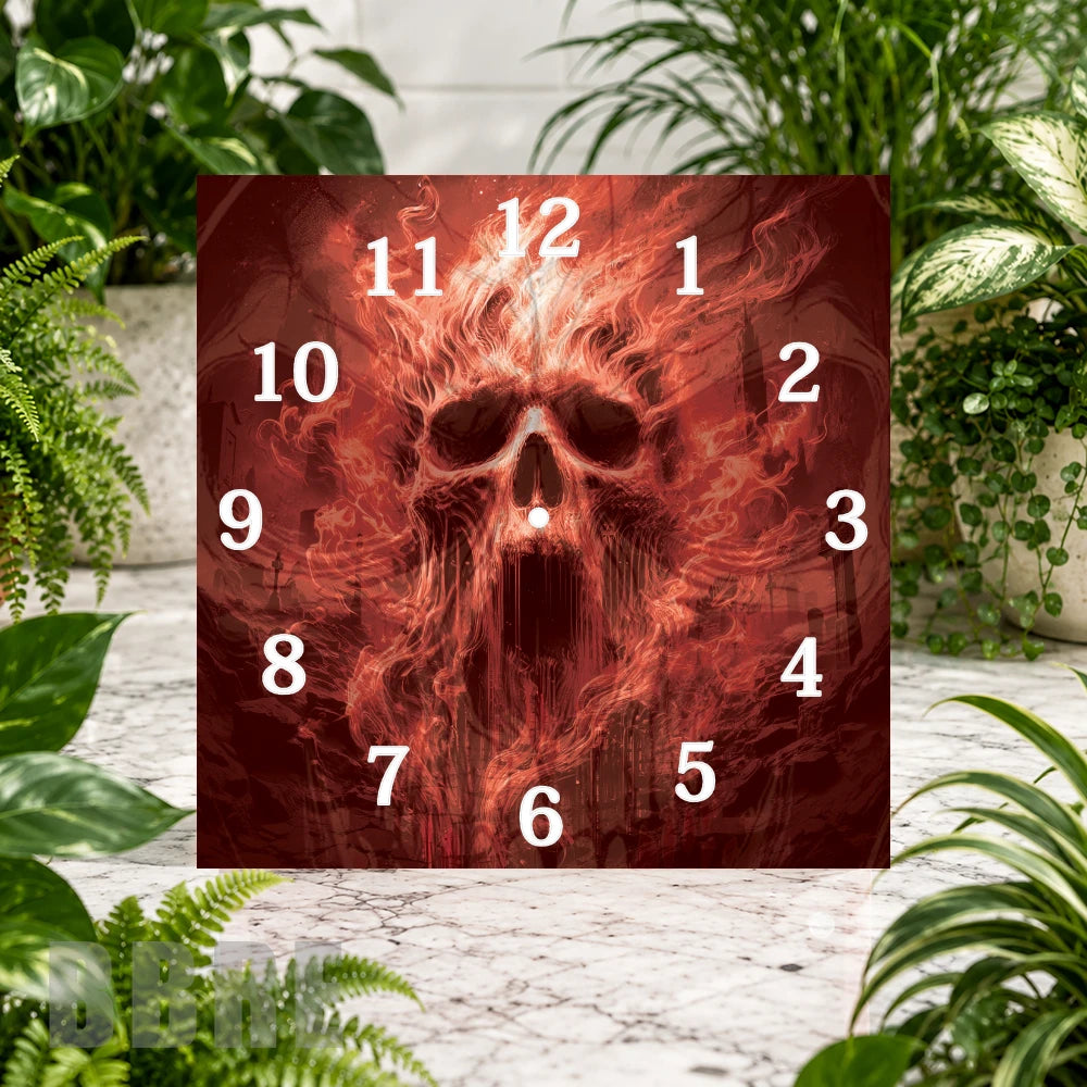 Flaming Skull 2 Clock Sublimation Wrap