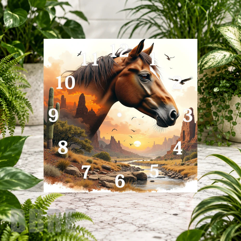 Horse Sunset 2 Clock Sublimation Wrap
