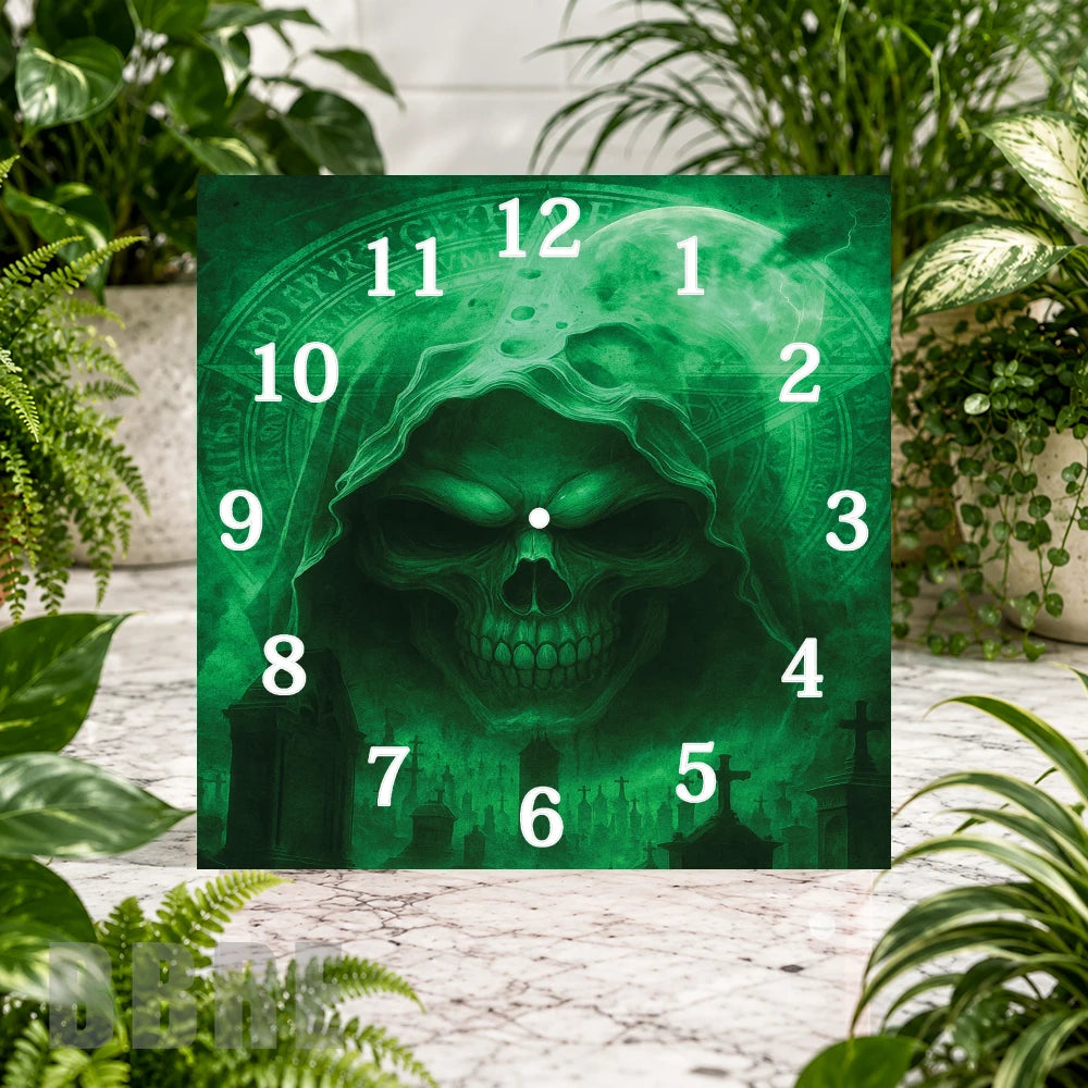 Green Skull 2 Clock Sublimation Wrap