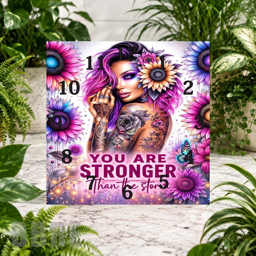 Floral Strength Clock Sublimation Wrap