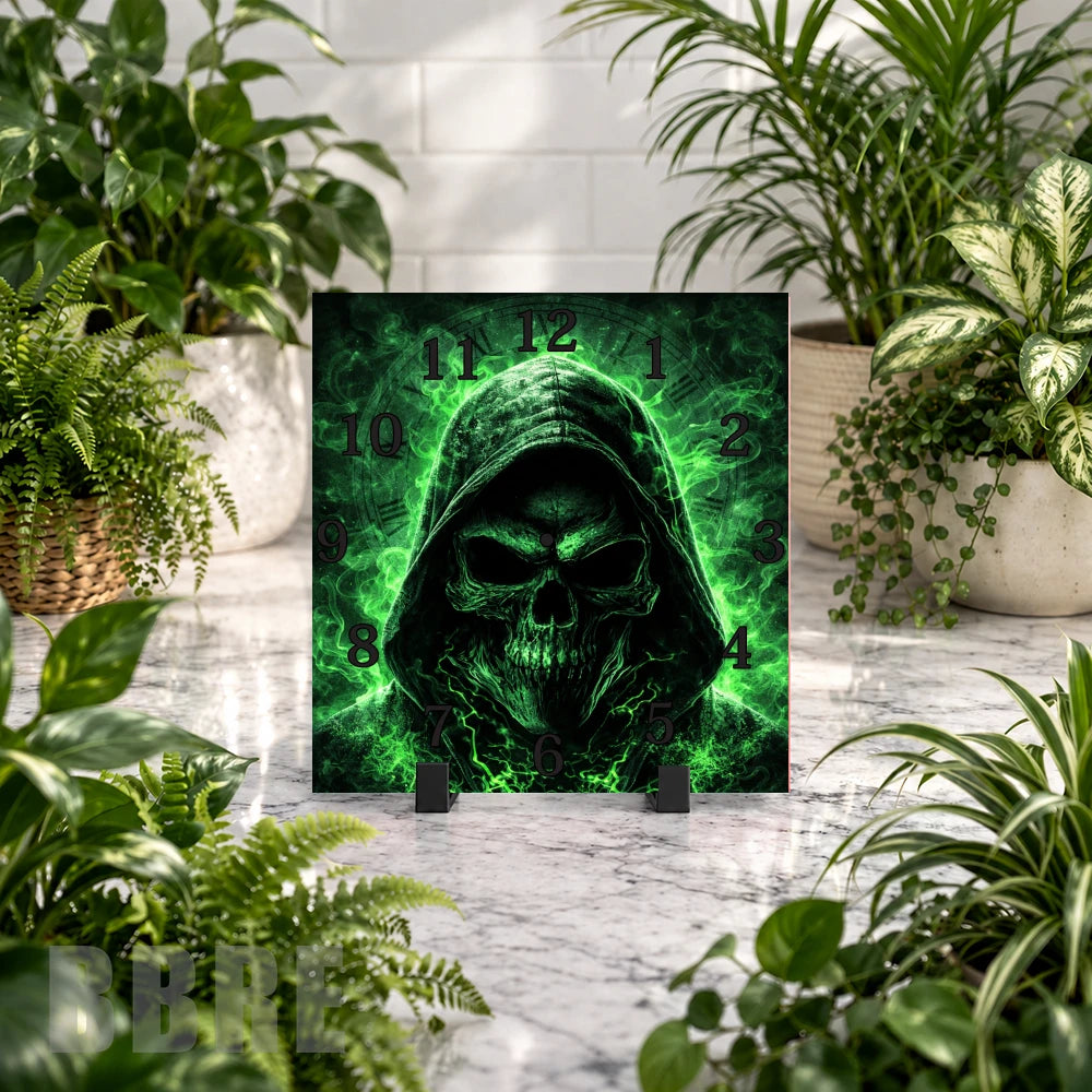 Green Skull 3 Clock Mockup