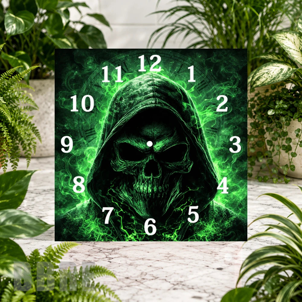 Green Skull 4 Clock Sublimation Wrap