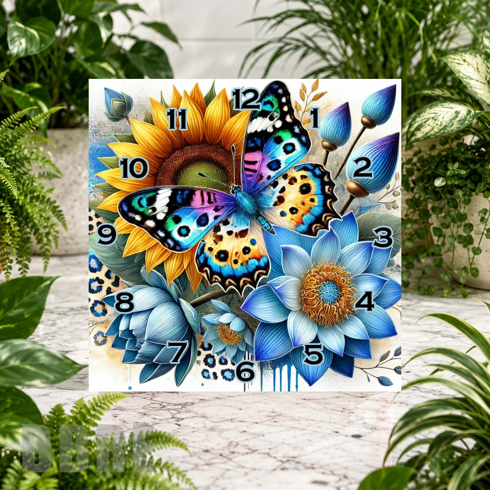 Butterfly Floral 3 Clock Sublimation Wrap