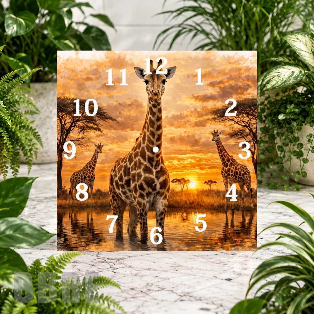 Giraffe Sunset Clock Sublimation Wrap