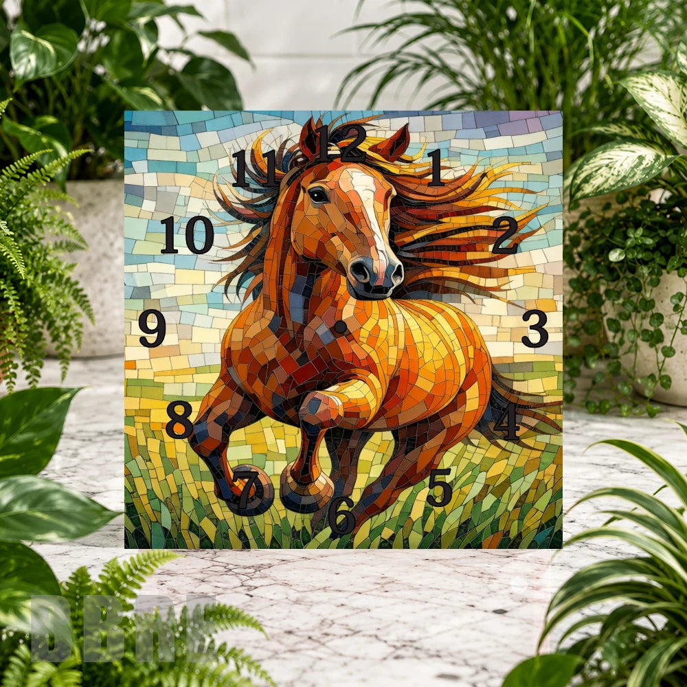 Mosaic Horse Clock Sublimation Wrap