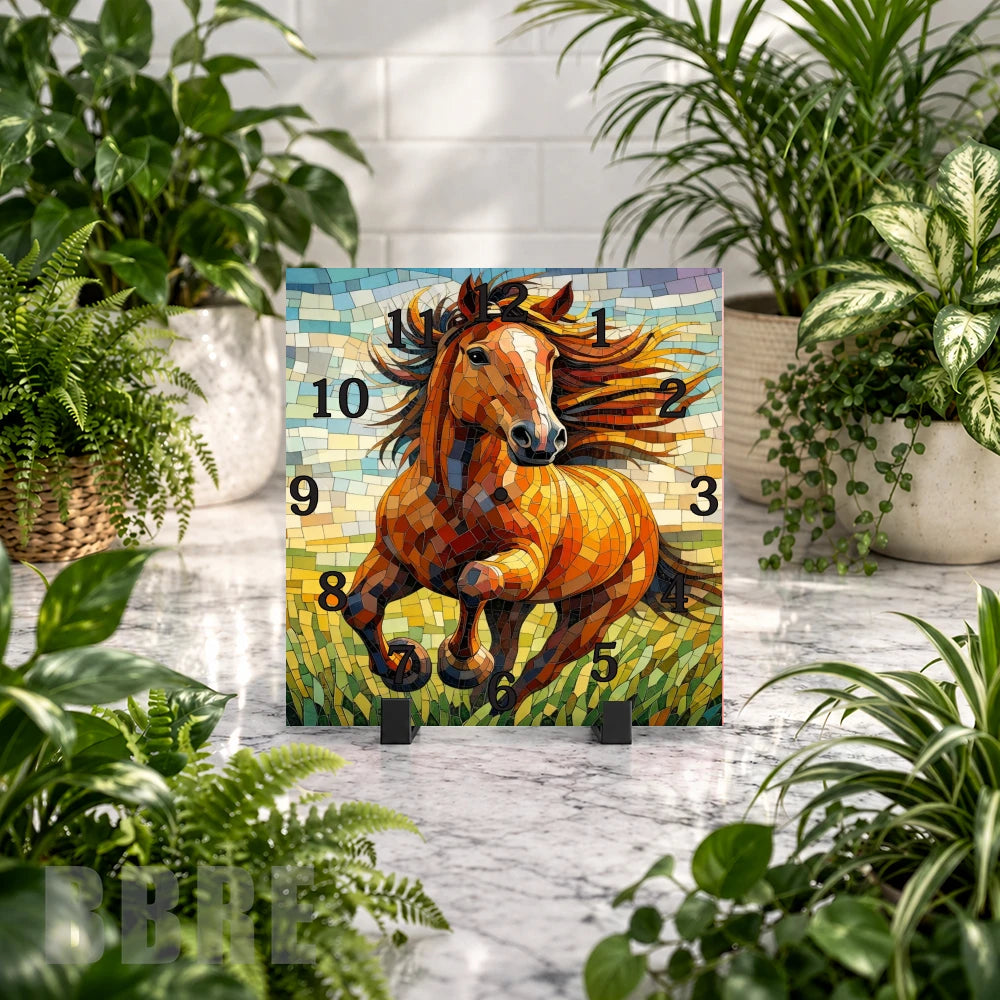 Mosaic Horse Clock Mockup
