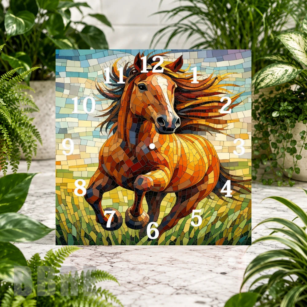 Mosaic Horse 2 Clock Sublimation Wrap