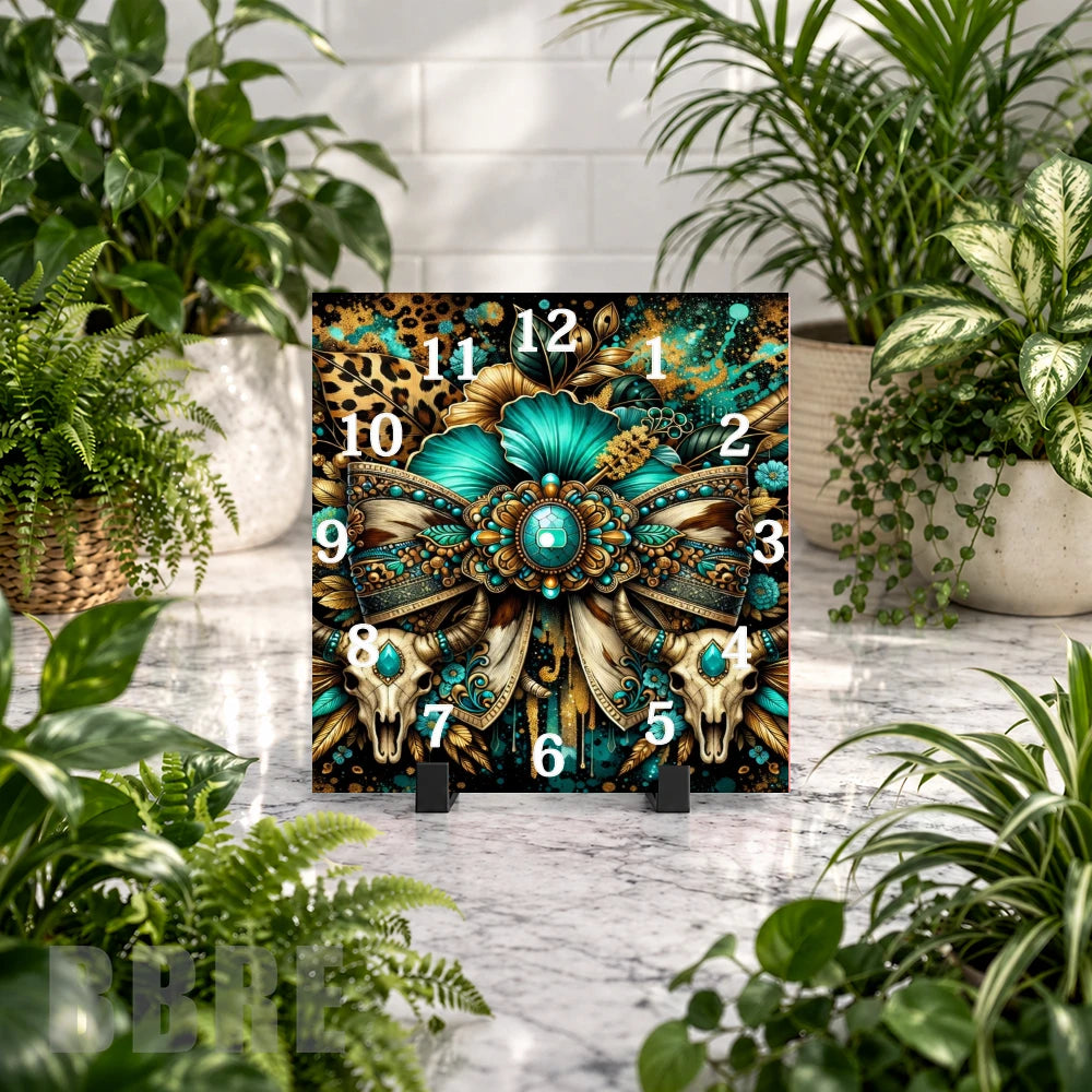 Floral Skull Clock Mockup