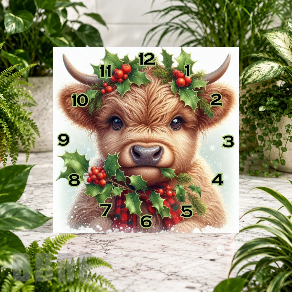 Highland Cow 3 Clock Sublimation Wrap