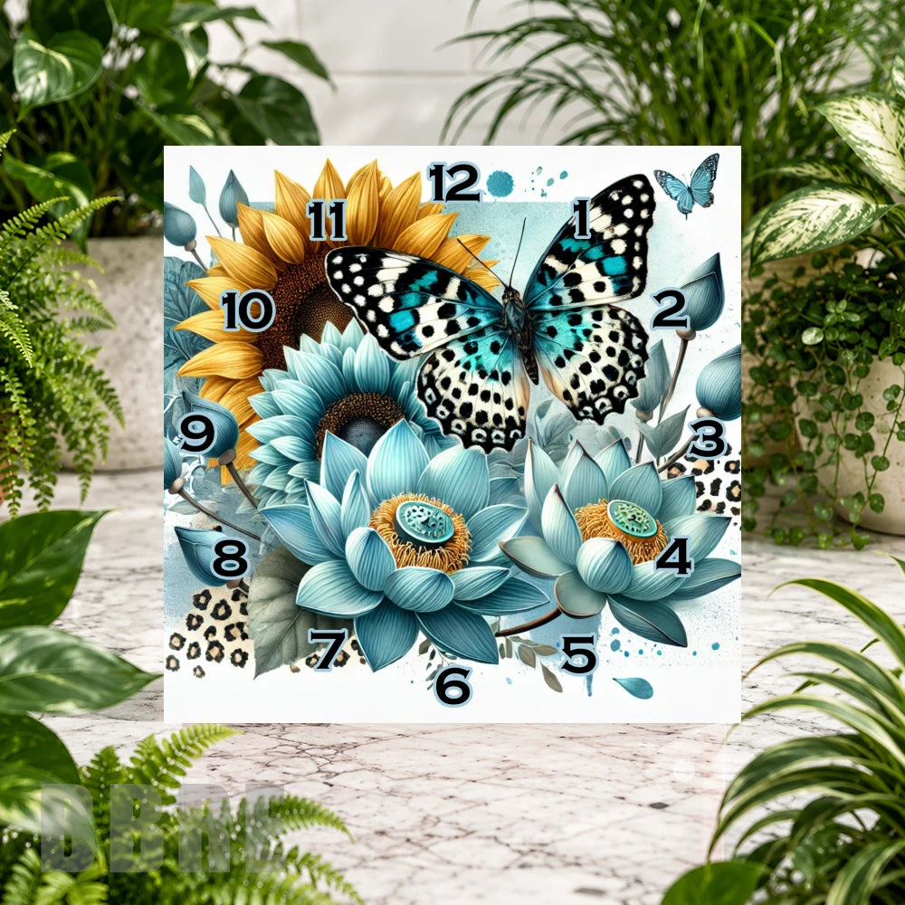 Floral Butterfly 8 Clock Sublimation Wrap