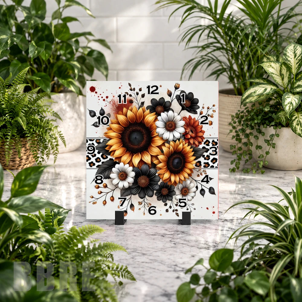 Sunflower Elegance 4 Clock Mockup