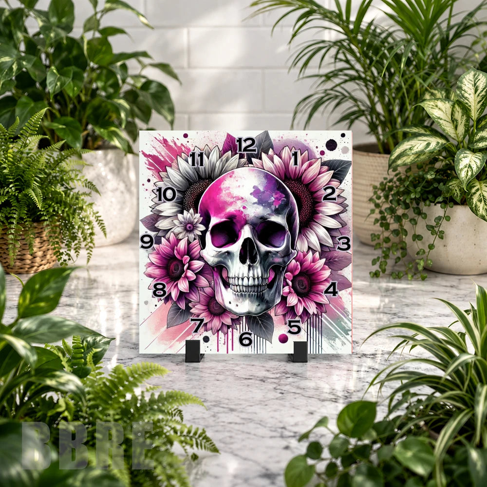 Floral Skull 4 Clock Mockup