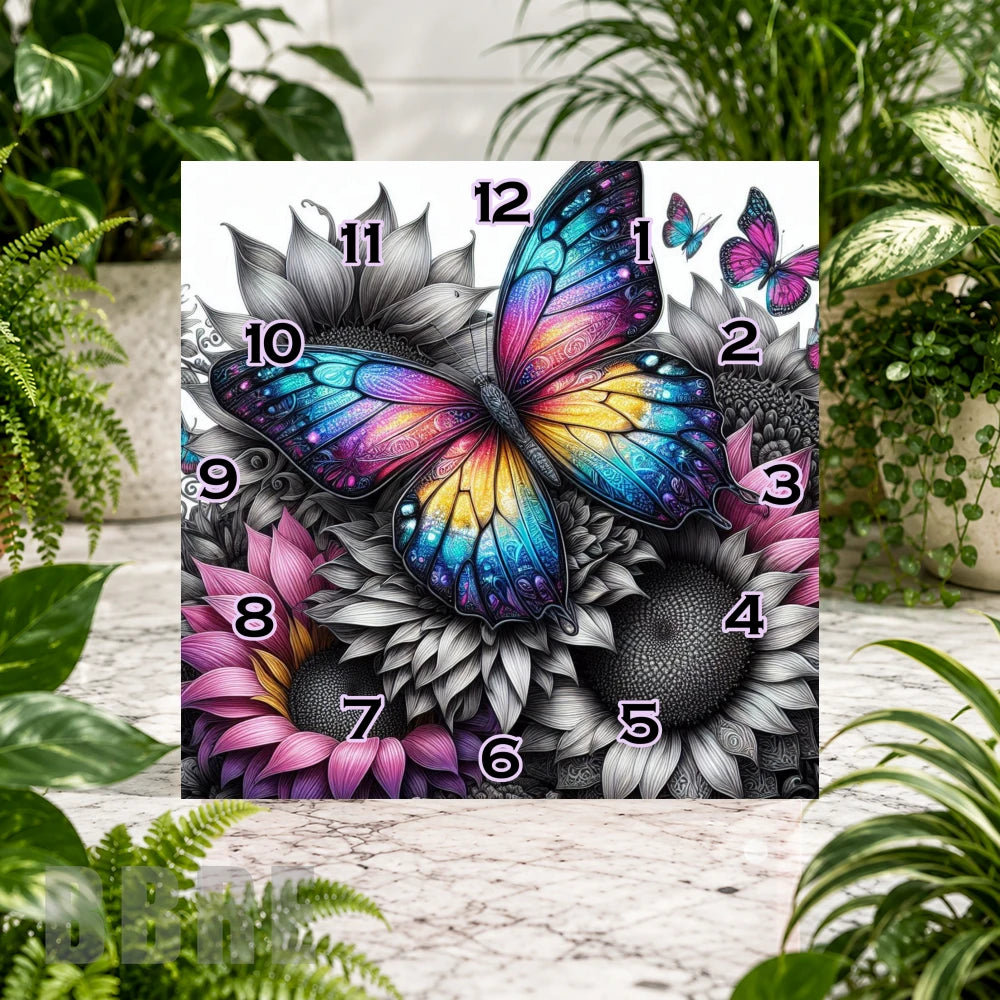 Butterfly Bloom 13 Clock Sublimation Wrap