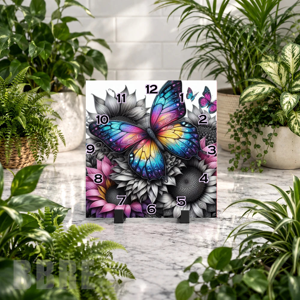 Butterfly Bloom 13 Clock Mockup