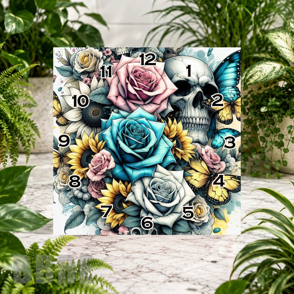 Floral Skull 6 Clock Sublimation Wrap