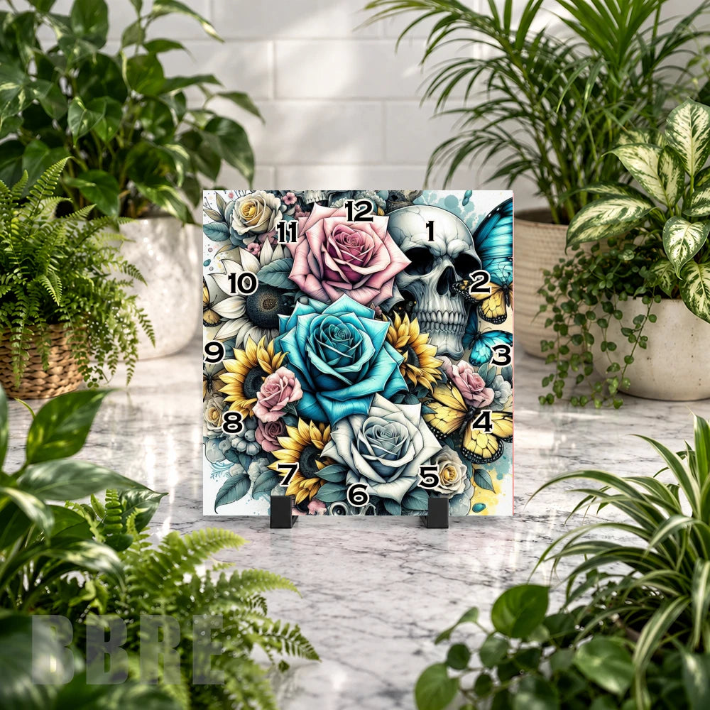 Floral Skull 6 Clock Mockup