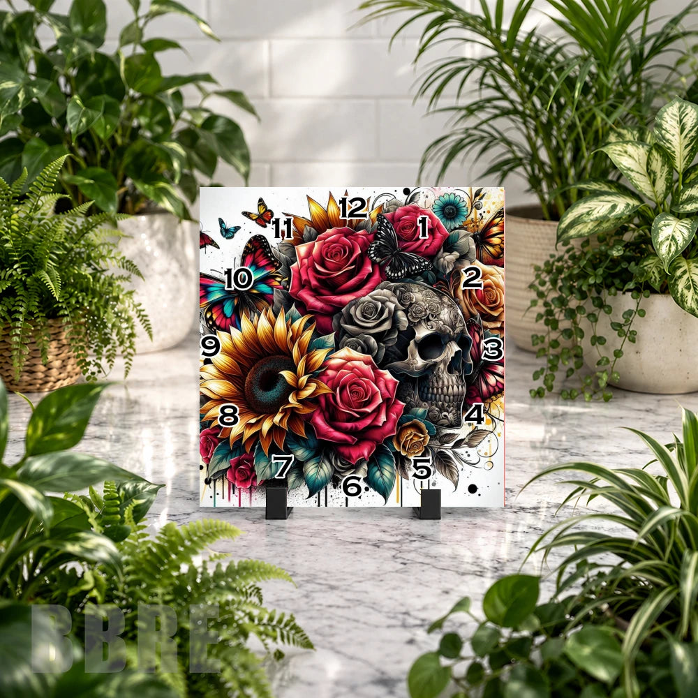 Floral Skull 5 Clock Mockup