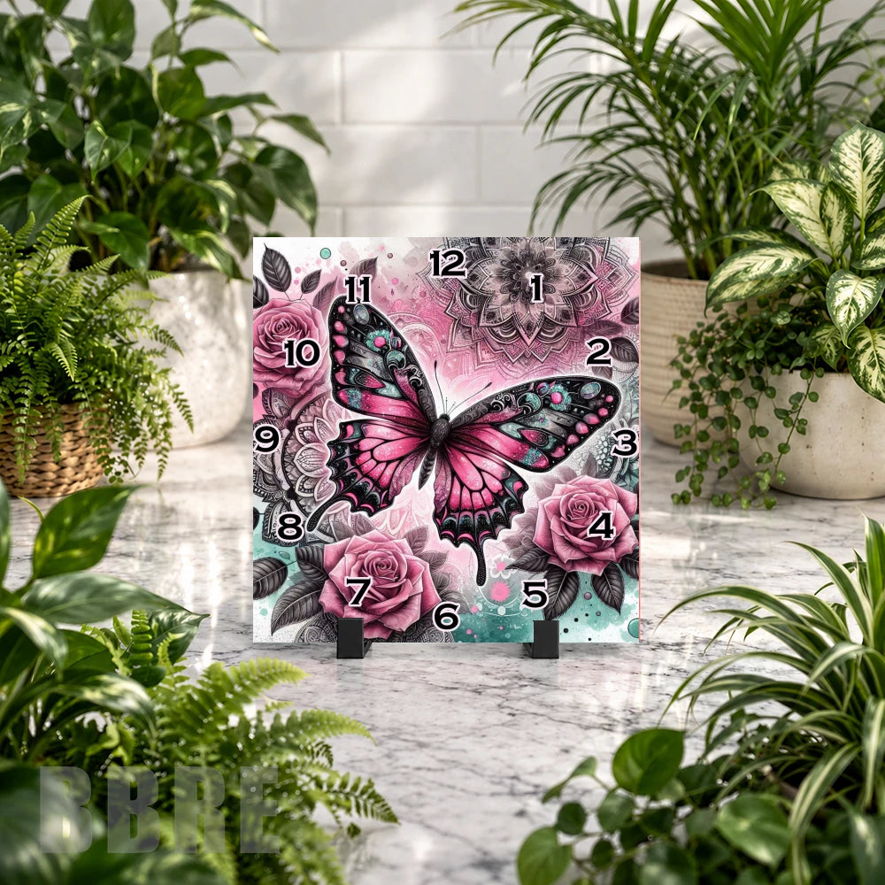 Butterfly Mandala Clock Mockup