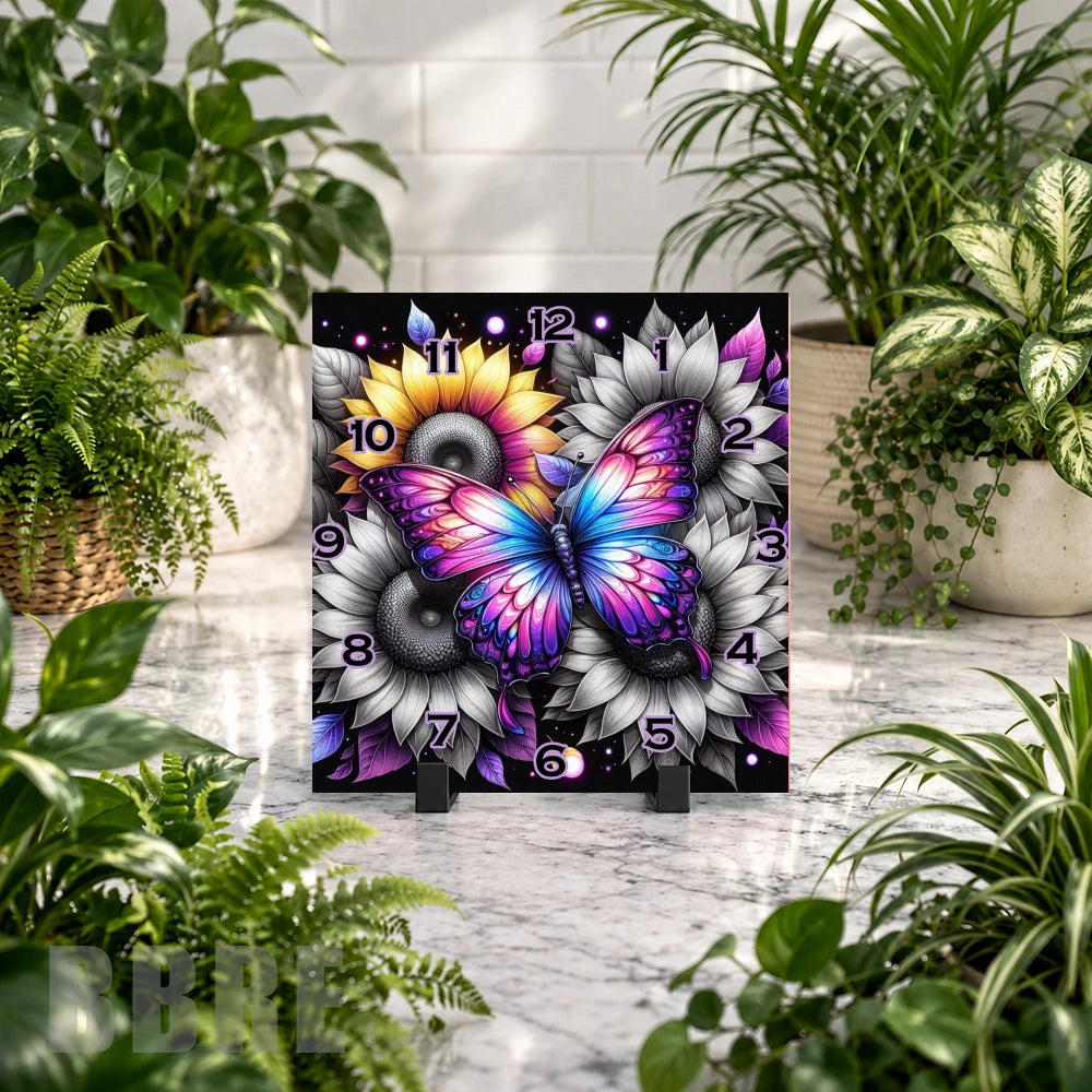 Butterfly Bloom 7 Clock Mockup