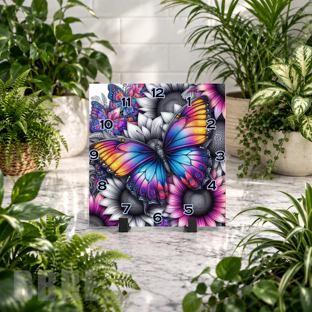 Butterfly Bloom 9 Clock Mockup