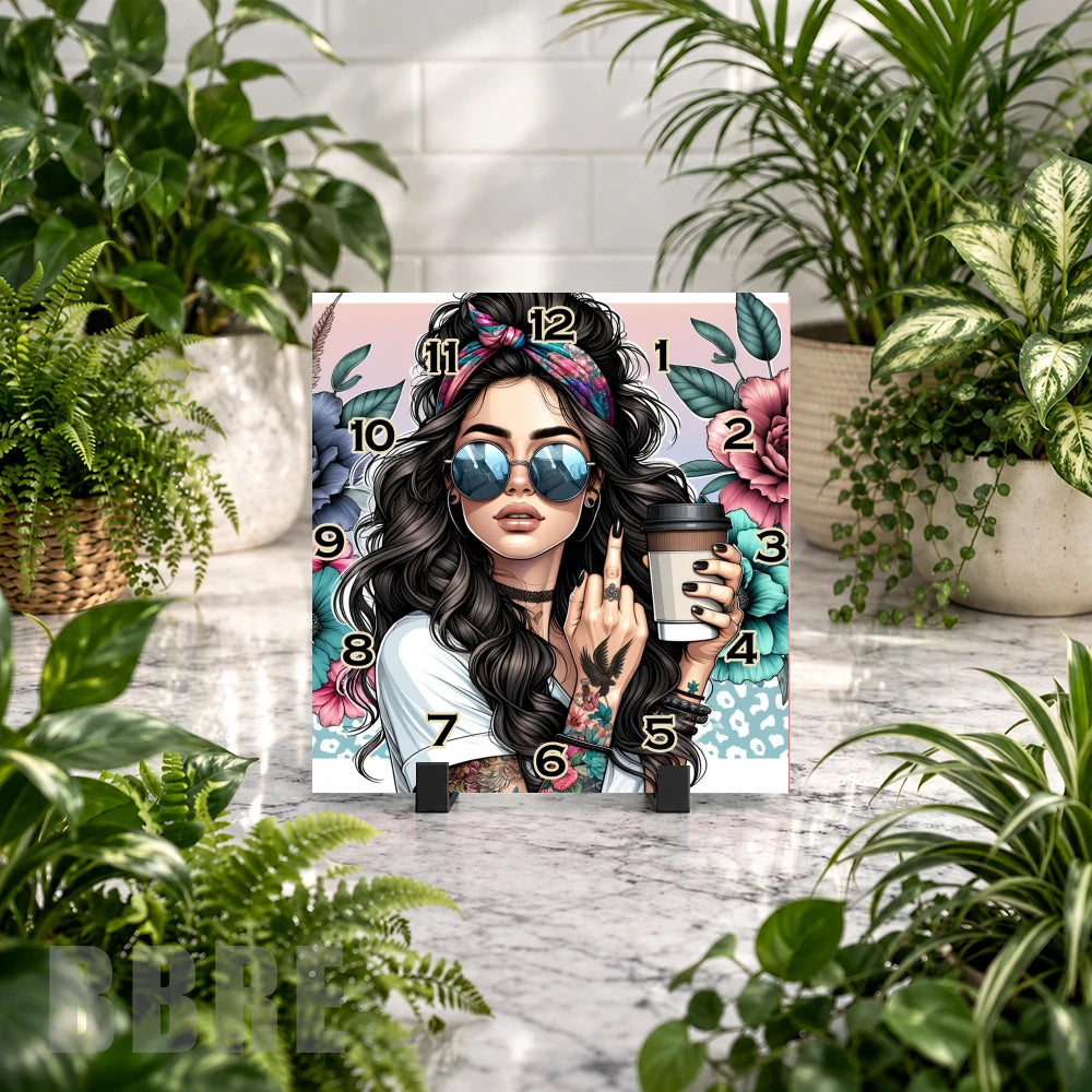 Floral Girl Clock Mockup
