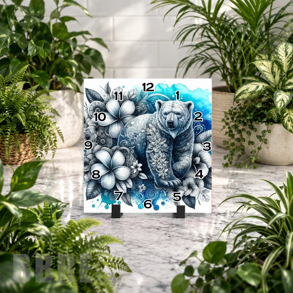 Floral Bear Clock Mockup
