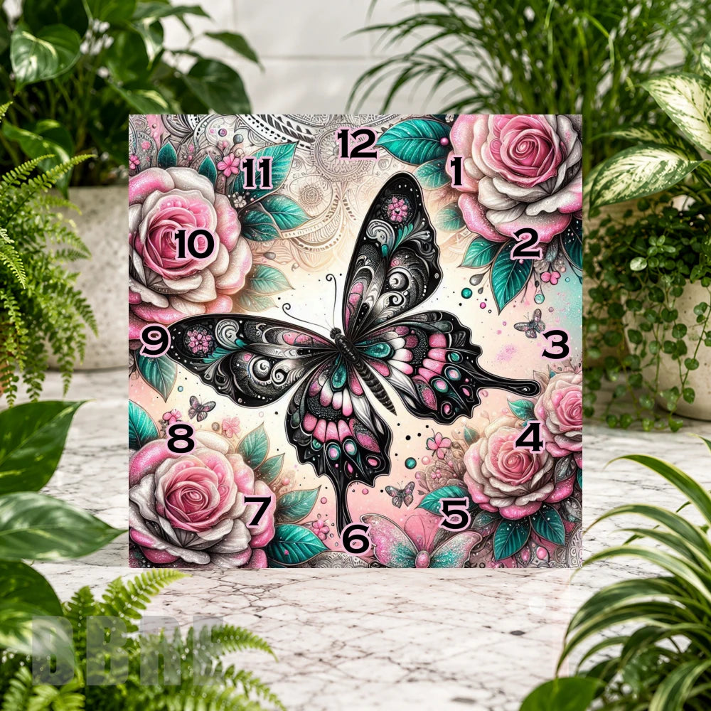 Butterfly Roses 3 Clock Sublimation Wrap