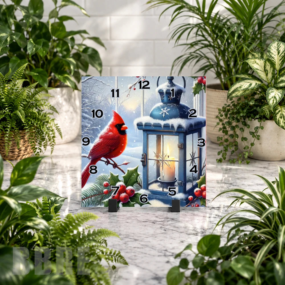 Winter Cardinal Clock Mockup