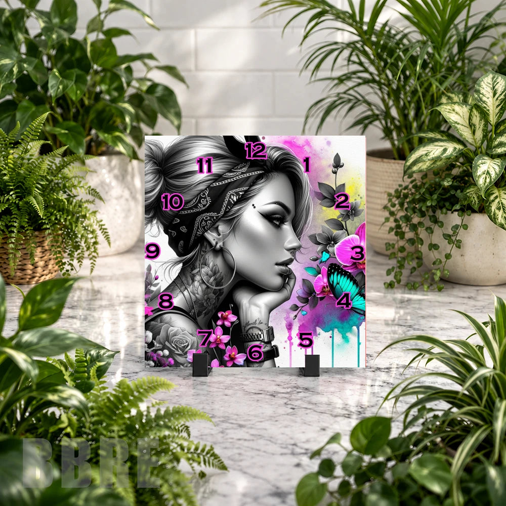 Floral Portrait 2 Clock Mockup