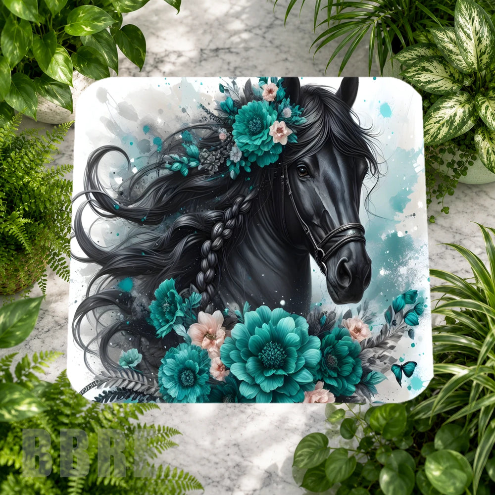 Floral Black Horse Main Image