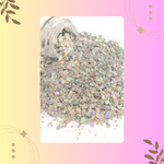 Multicolored glitter in a jar with a decorative border