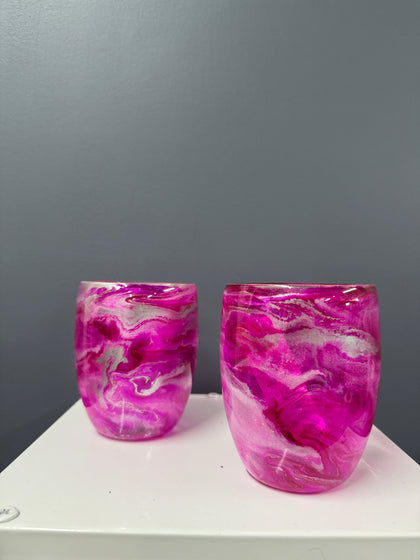 Waffle 2 - Pink Resin Wine Tumblers