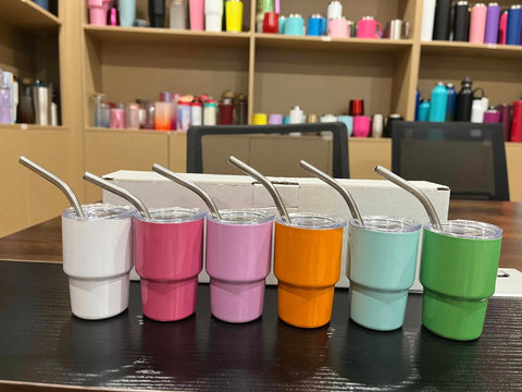 3oz Coloured Stainless Steel Sublimation Insulated Tumbler Set of 6