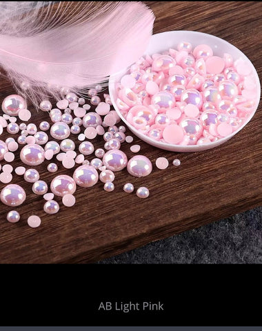 Pearl Light Pink AB Half Round Mixed Sizes