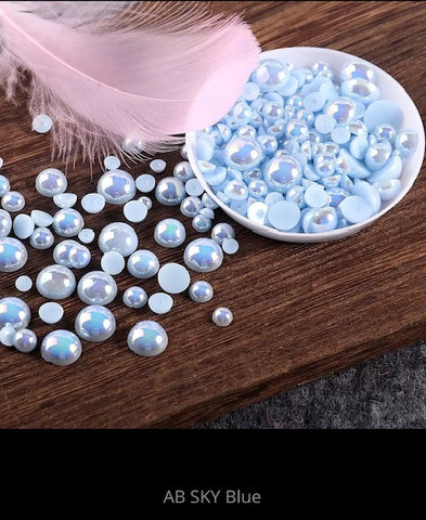 Pearl Sky Blue AB Half Round Mixed Sizes 10g