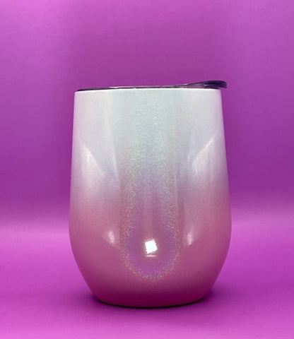 Shimmer Ombre White/Pink Wine Tumbler